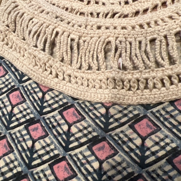 Free People Woven Knit Shoulder Diamond Patterned Slub Dolman Sleeve Top Size S - Picture 5 of 5